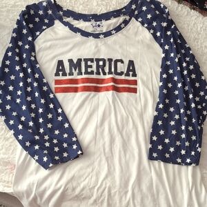 Blue and White Star Print Raglan Shirt